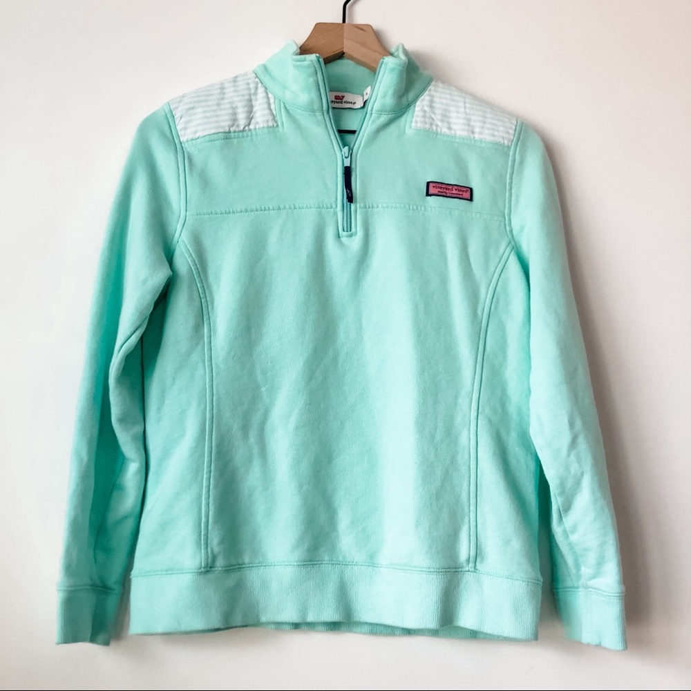Vineyard Vines Quarter Zip Long Sleeve Pullover Mint Green Size Small